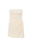 Cream Ribbed Strapless Wrap Mini Esme Dress