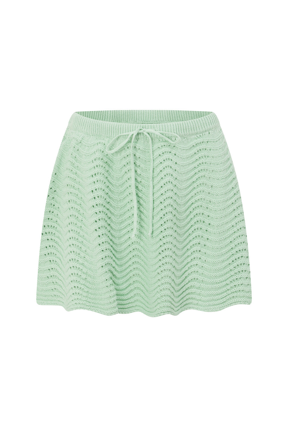 Mint Green Crochet Knit Drawsring Leah Skirt