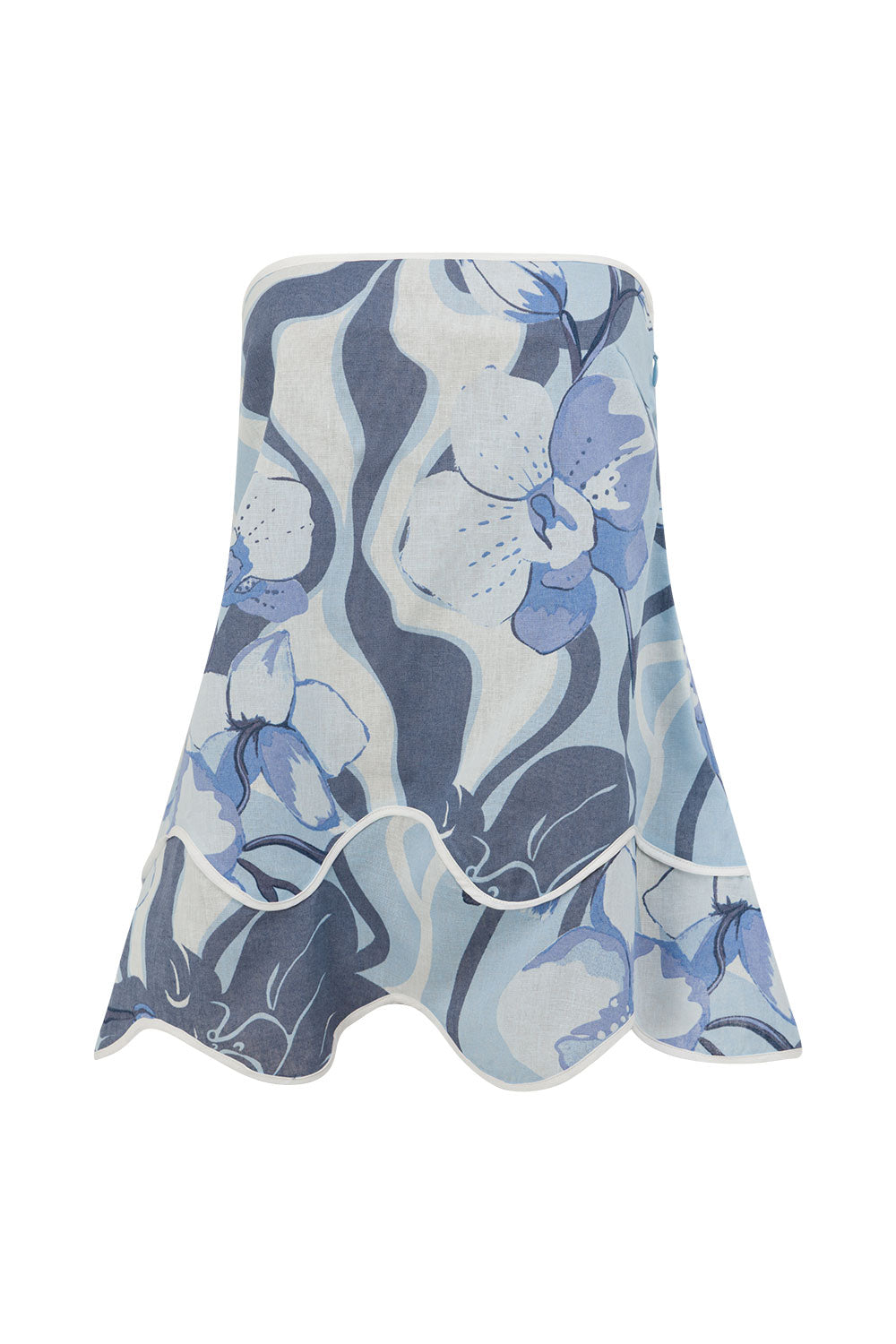 Blue Bouquet Blu Print Strapless Brooklyn Top