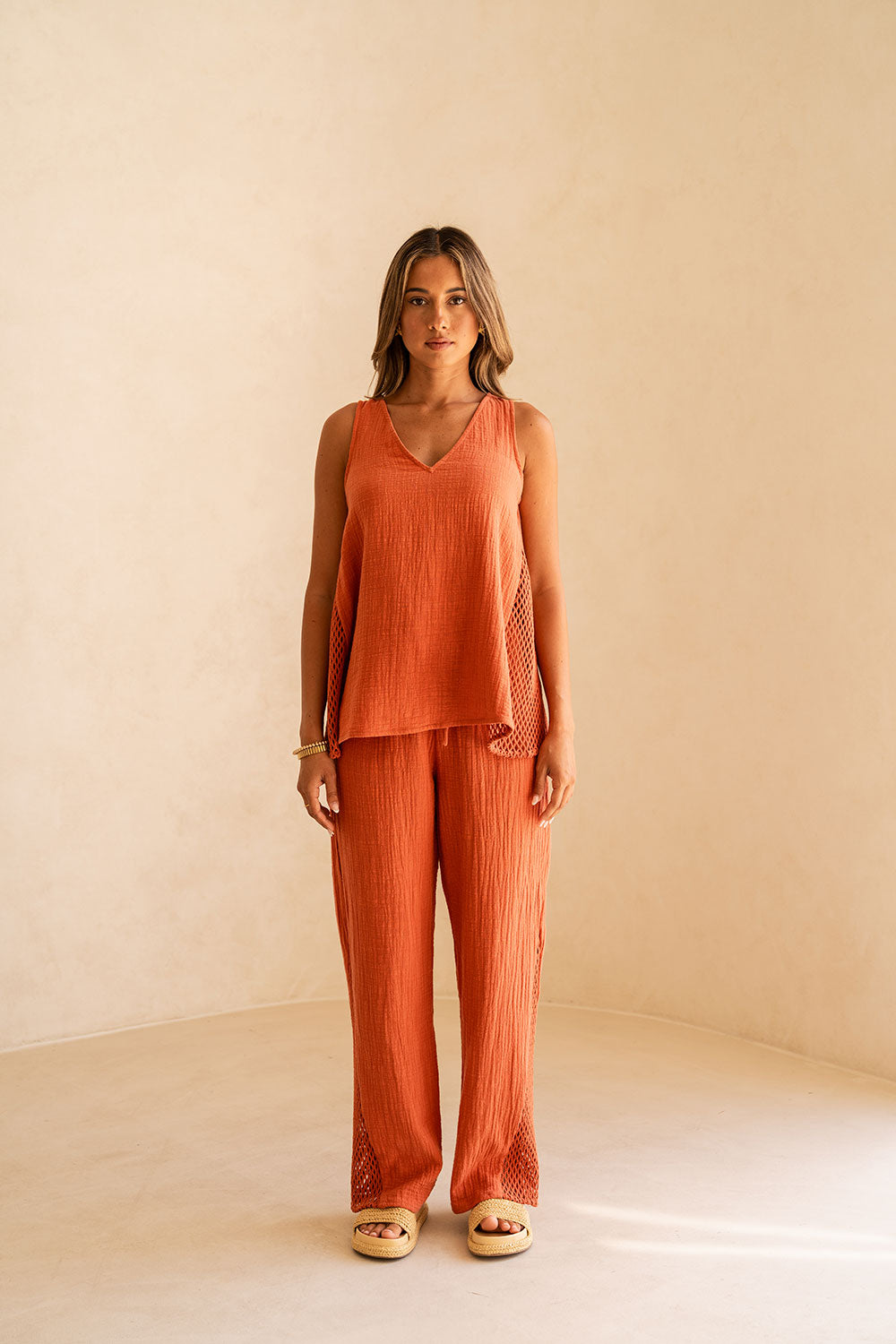 Blood Orange V Neck Dita Top