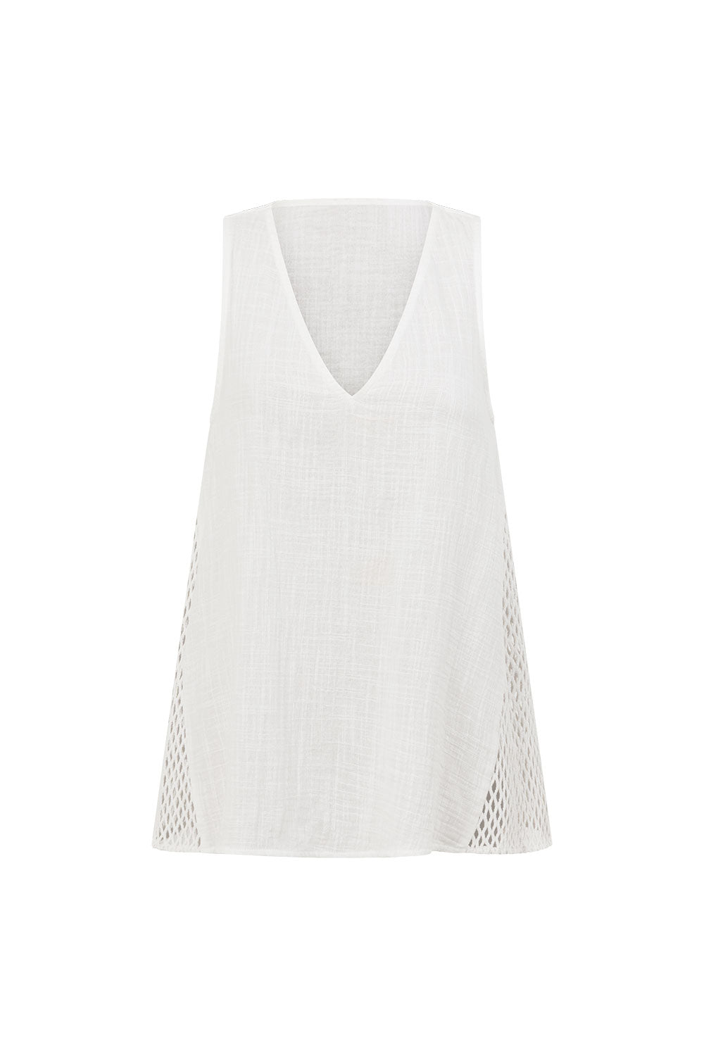 White Cotton V Neck Dita Top