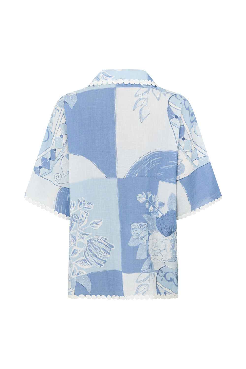 Vaso Blue Boxy Button Up Collar Kelia Shirt