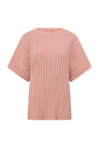 Blush Pink Ribbed Knit Short Sleeve Celine Top