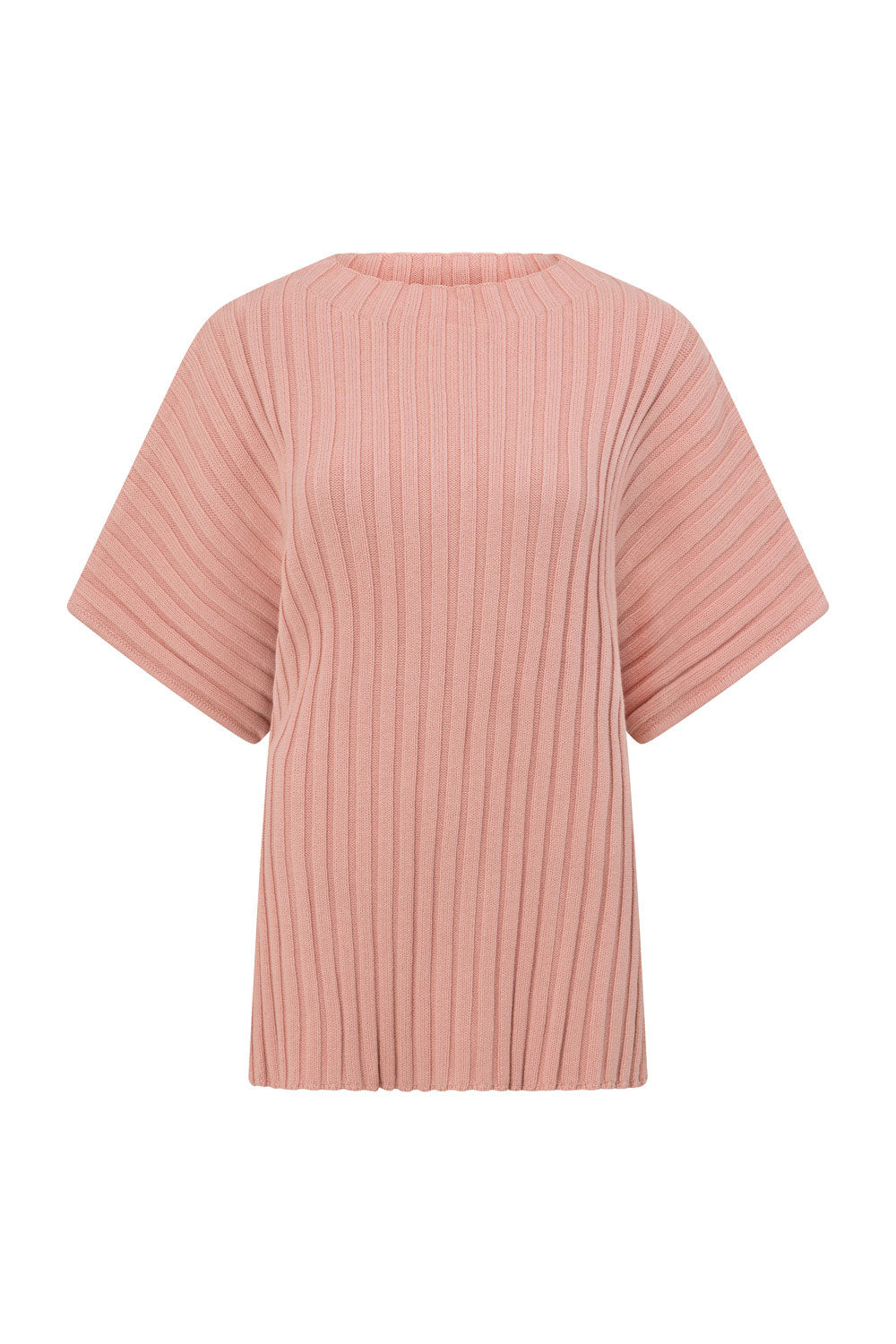 Blush Pink Ribbed Knit Short Sleeve Celine Top