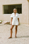 White Collar V Neck Puff Sleeve Airlie Playsuit