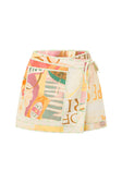 La Dolce Vita Wrap Mini Skirt - Fiorire Rosa Orange, Pink