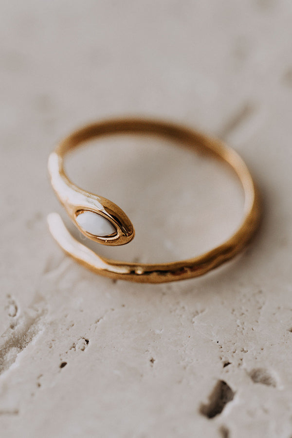 18 K Gold Plated White Stone Thin Valone Ring