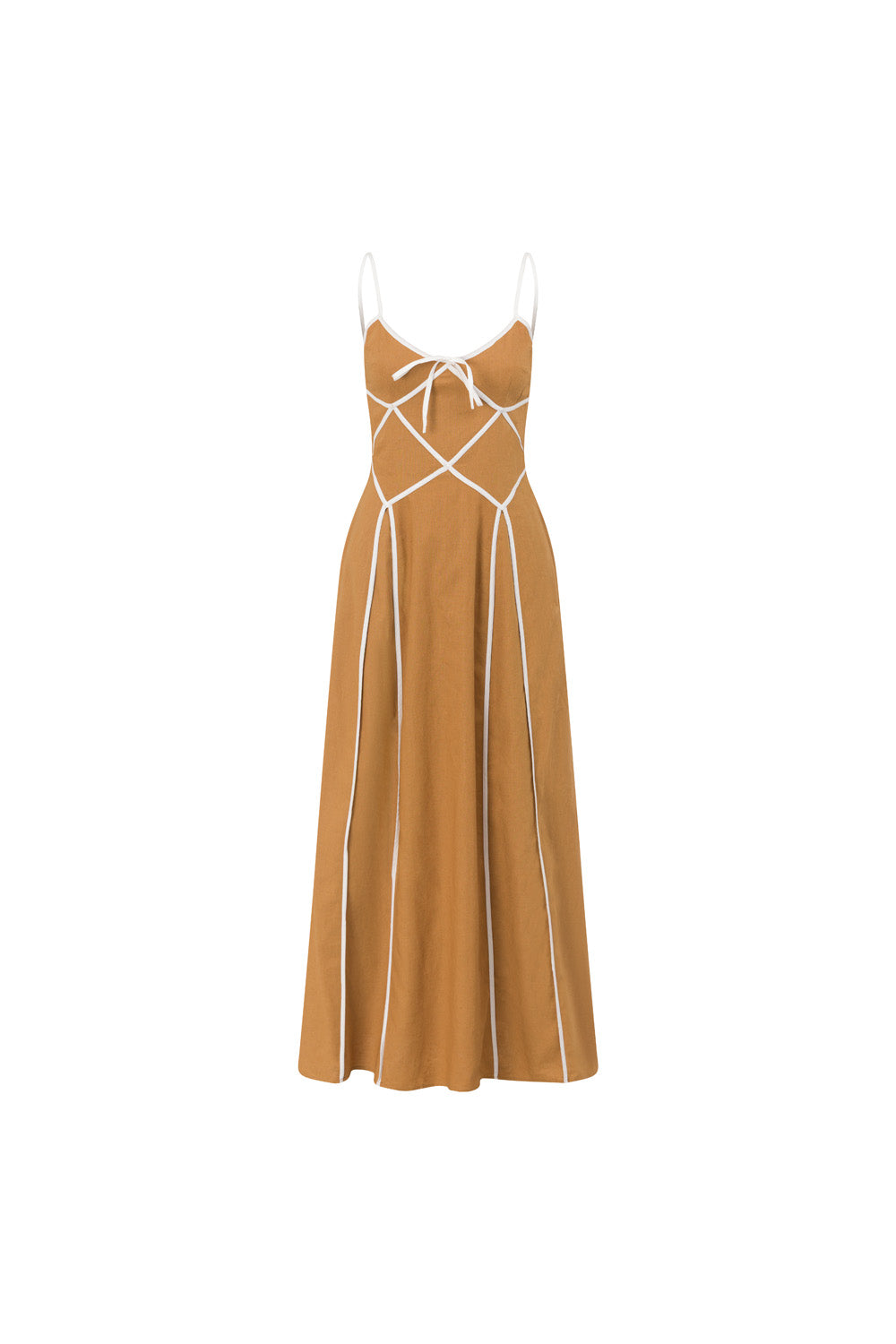 Tan Panel Flouncy Maxi Avala Dress