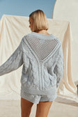 Baby Blue Knit Zip Diara Sweater