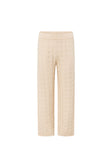 Beige Textured Knit Elastic High Waist Amirah Pants