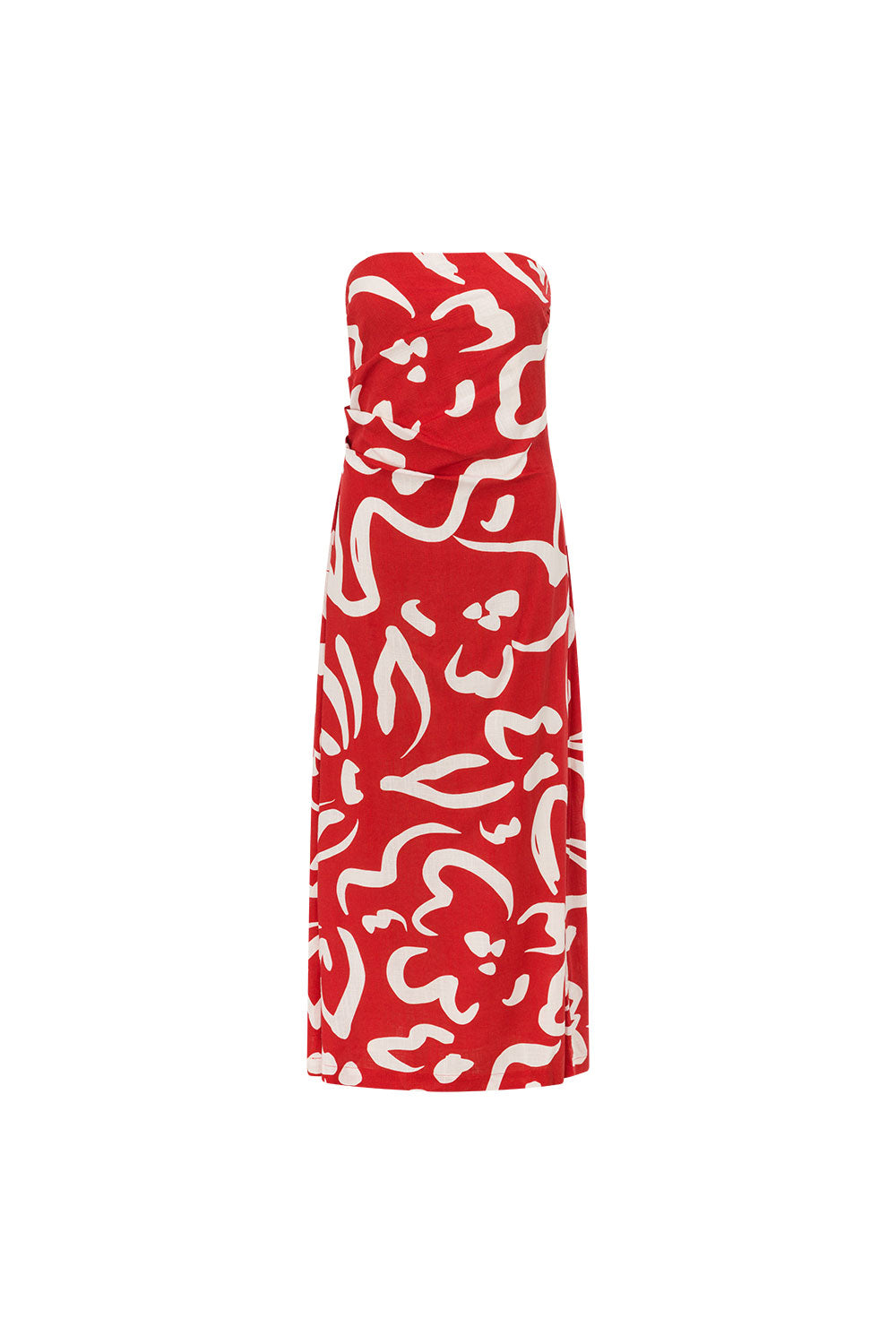 Red Fila Rogue Floral Print Strapless Maxi Liberty Dress