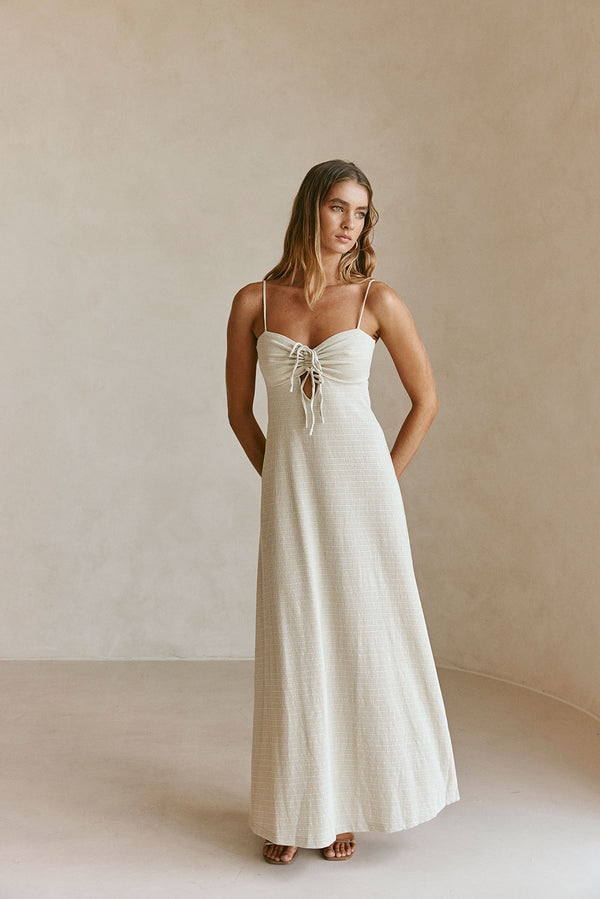 Sage Green Waffle Sweetheart Backless Maxi Dua Dress