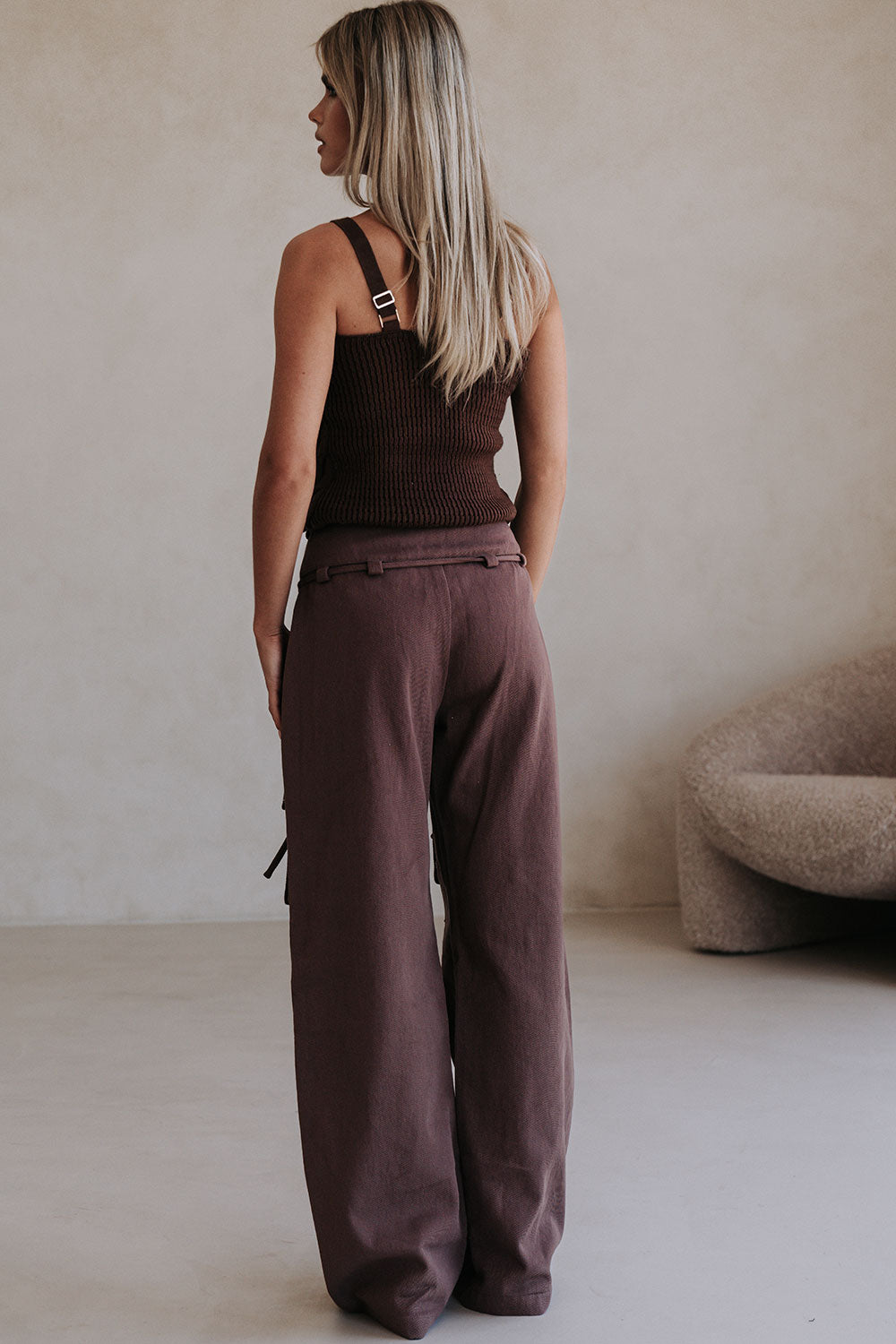 Chocolate Brown Pocket Cargo Jaicee Pants