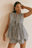 Black and White Stripe Tie Dalia Top