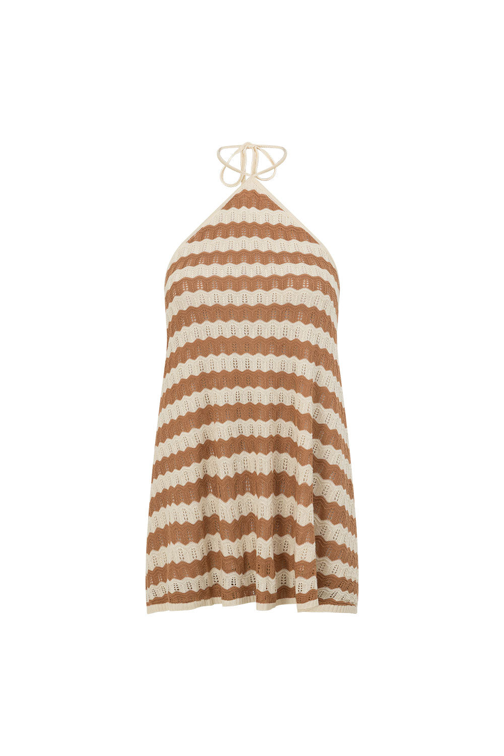 Brown and Cream Stripe Knit Halter Eros Top