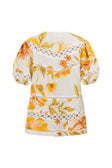 White Agalia Floral Print Button Up Jara Blouse