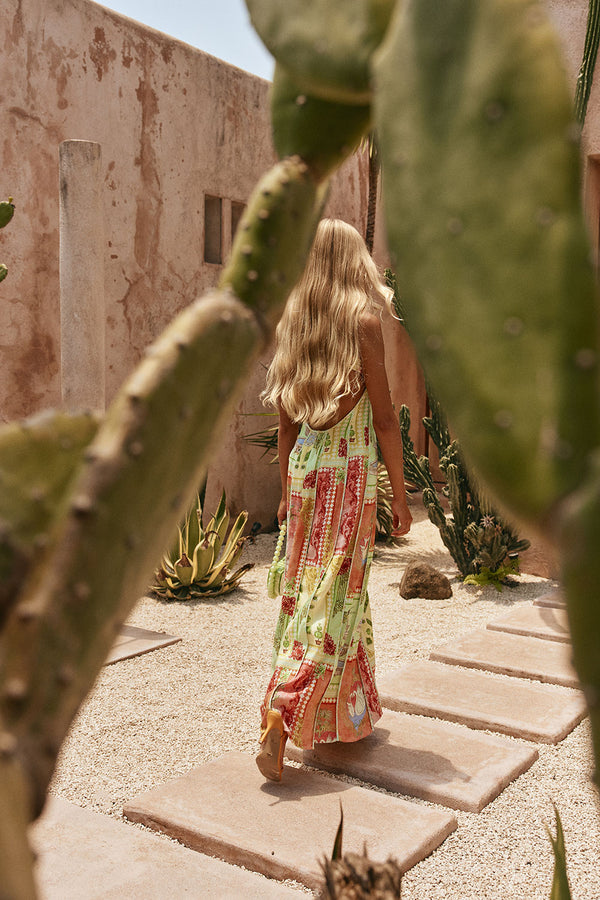 El Jardin Print Cross-Back Maxi Anita Dress
