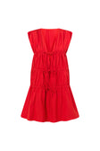 Red Tie Ruched Mini Joslin Dress