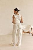 White Elastic Drawstring Relaxed Ditta Pants