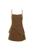 Chocolate Brown Strappy Asymmetric Mini Del Ray Dress