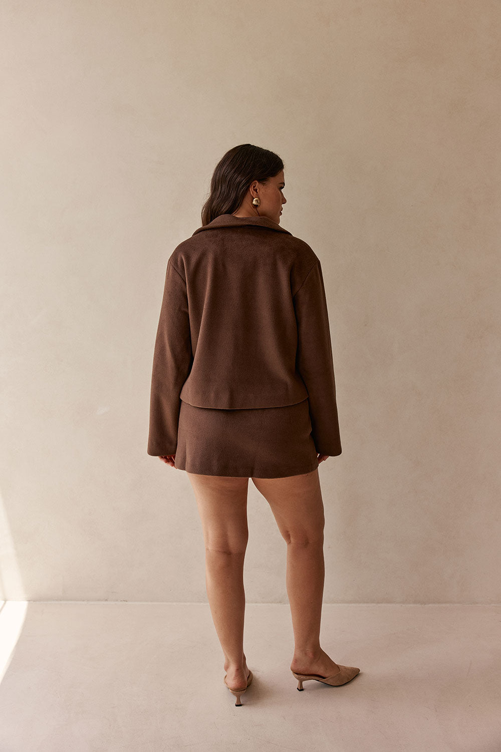 Chocolate Brown Crop Selah Blazer