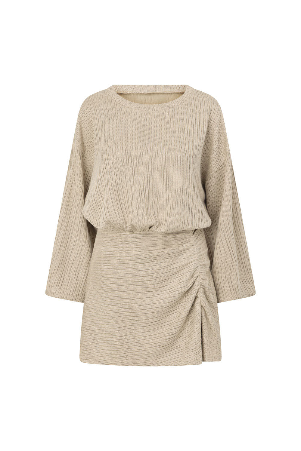 Khaki Long Sleeve Split Mini Corinna Dress
