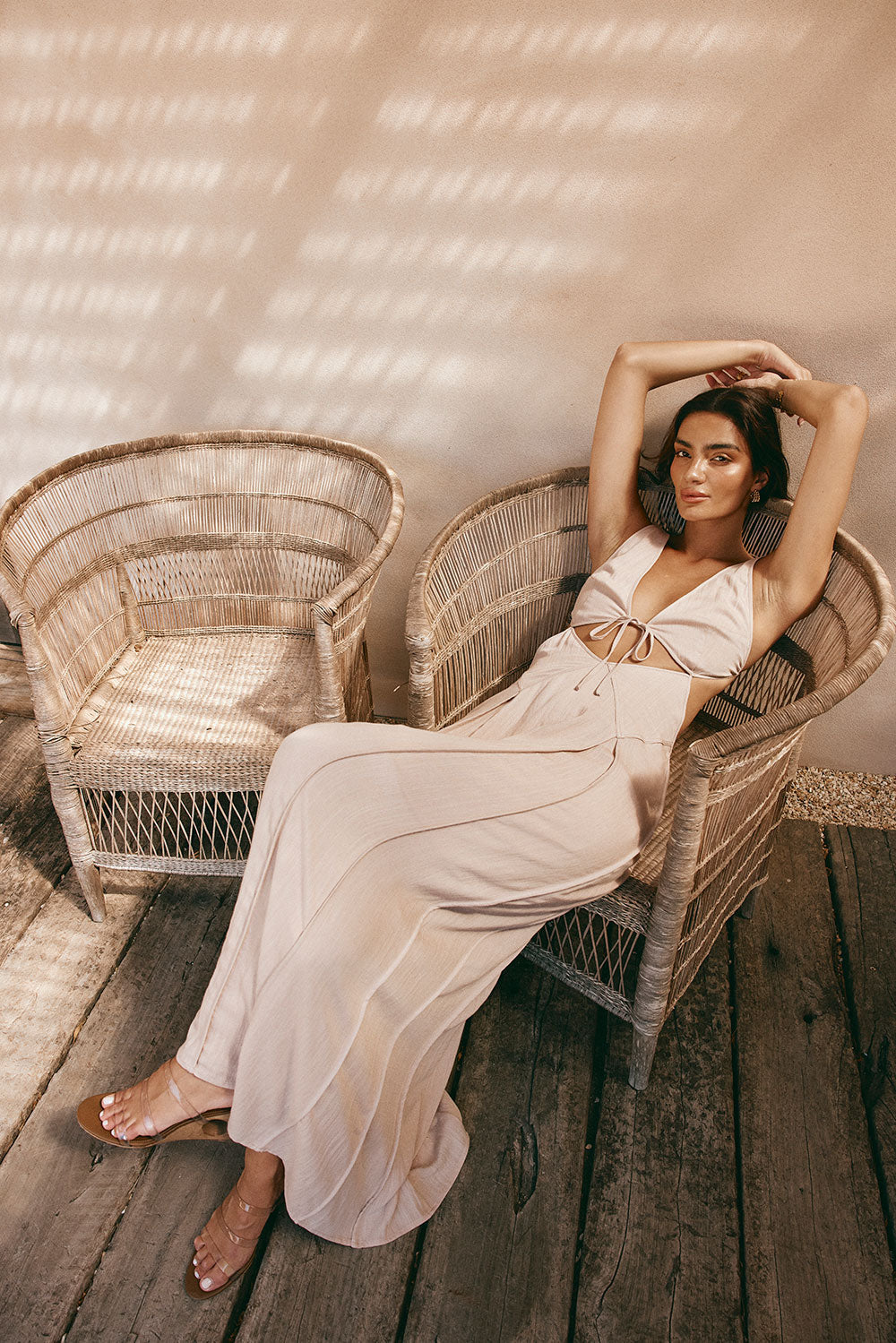 lliska Backless Cutout Maxi Dress - Stone