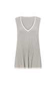 Grey Woven Ribbed V Neck Silla Top