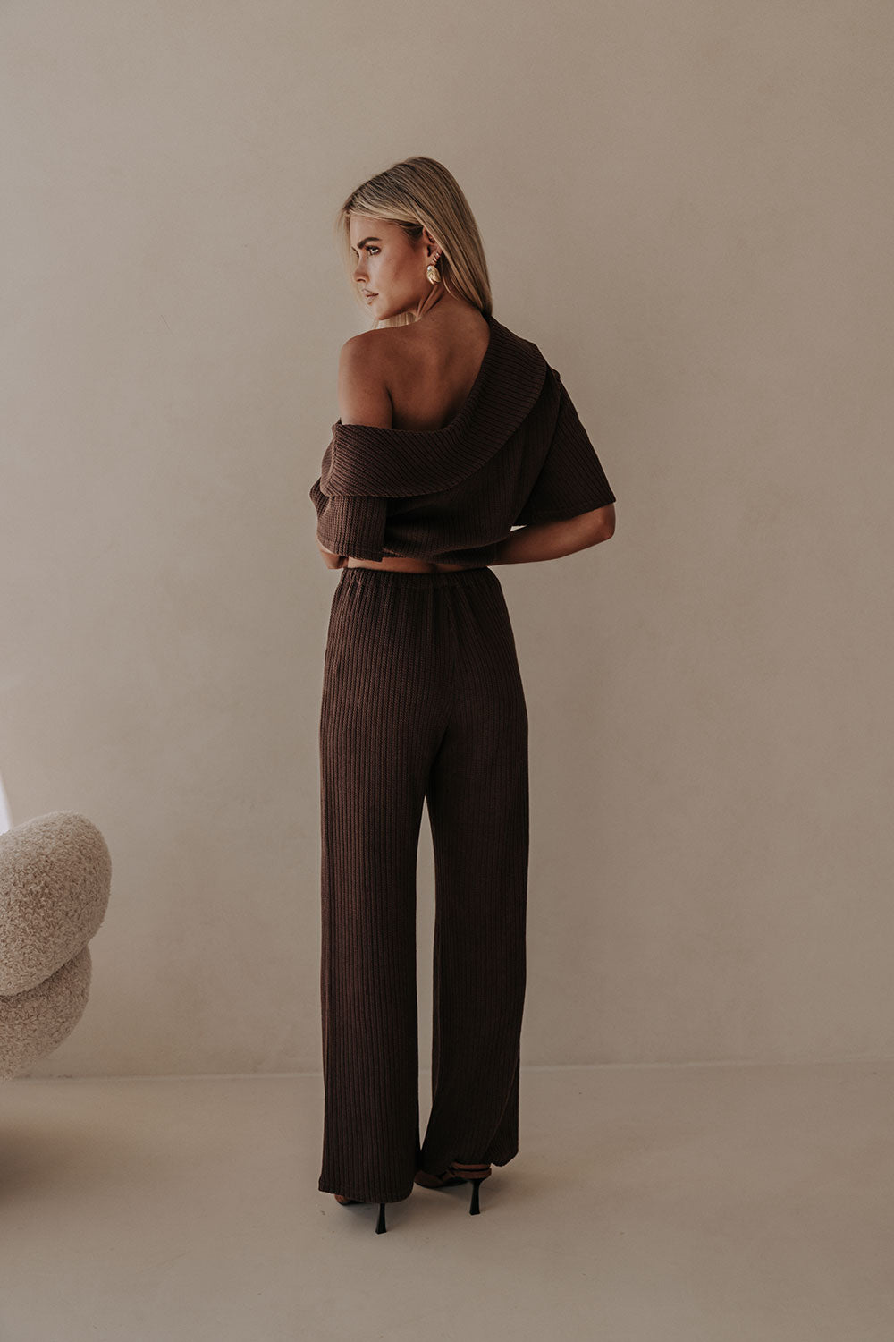 Chocolate Brown Elastic Front Tie Tarika Pants