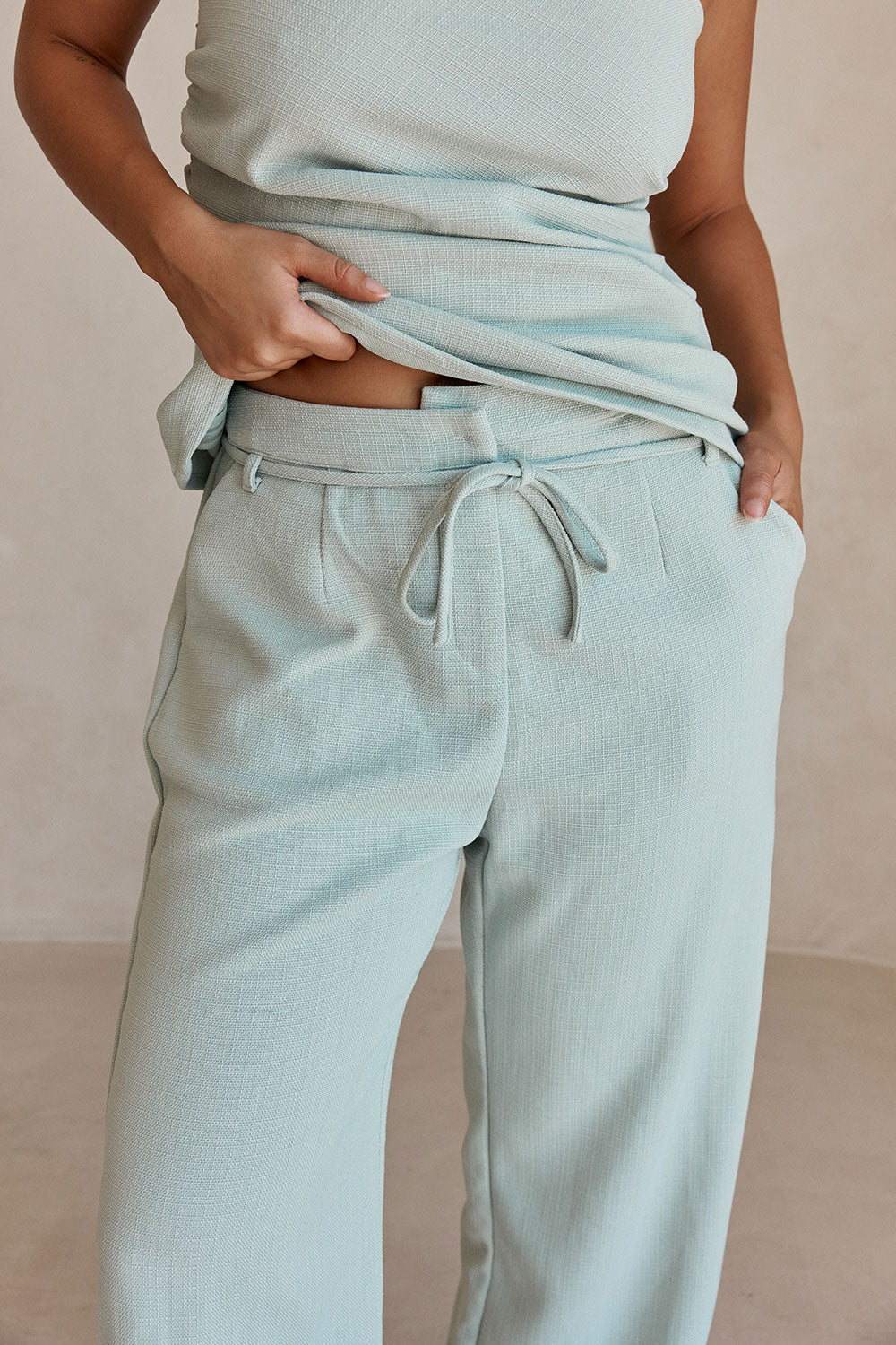 Mint Green Tie Jira Trouser Pants