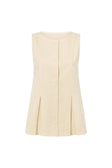 Cream Button Up Pleated Mari Top