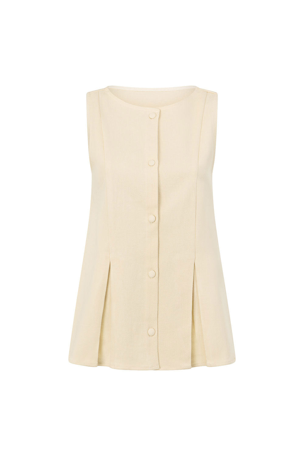 Cream Button Up Pleated Mari Top