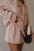 Tan Knit Elastic High Waist Addison Shorts