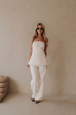 White Structured Strapless Button Salma Top