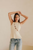 Cream Ribbed Cutout A-Line Bronte Top