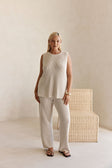 Beige Cotton Knit Round Neck Maxine Tank Top
