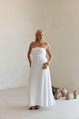 Bridal White Strapless Bow Palais Maxi Dress