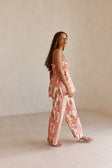 Pink Florero Print Elastic Drawstring Lucia Pants