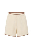 Cream Ribbed Elastic High Waist Jaxon Shorts