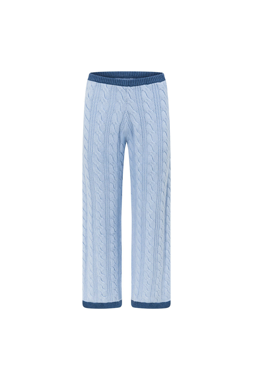 Blue Knit High Waist Mirabelle Pants