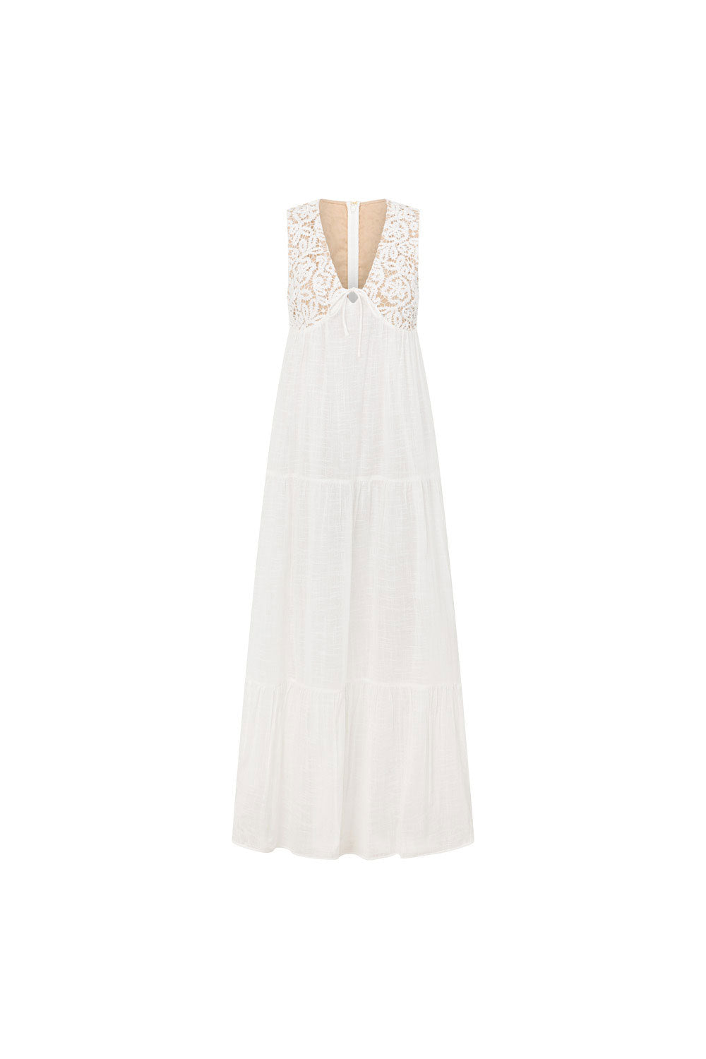 Bridal White Lace Pocket Maxi Amia Dress