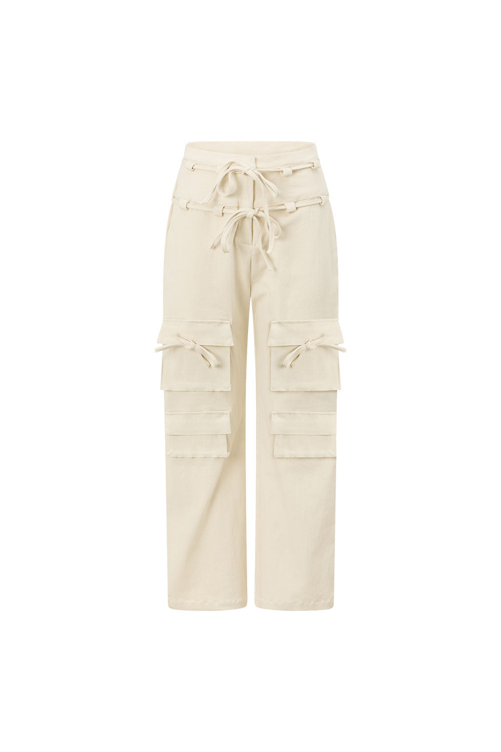 Jaicee High Waisted Tie Pants - Cream