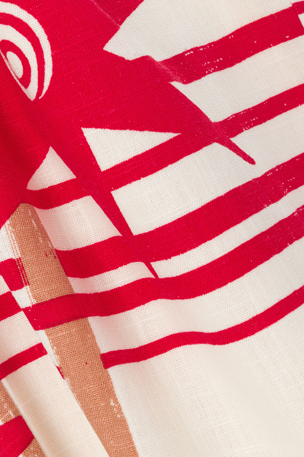 Cream Moana Red Print Elastic Drawstring Aspyn Pants