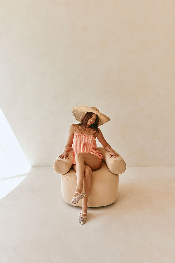 Peach Adjustable Strappy Front Tie Jetta Top