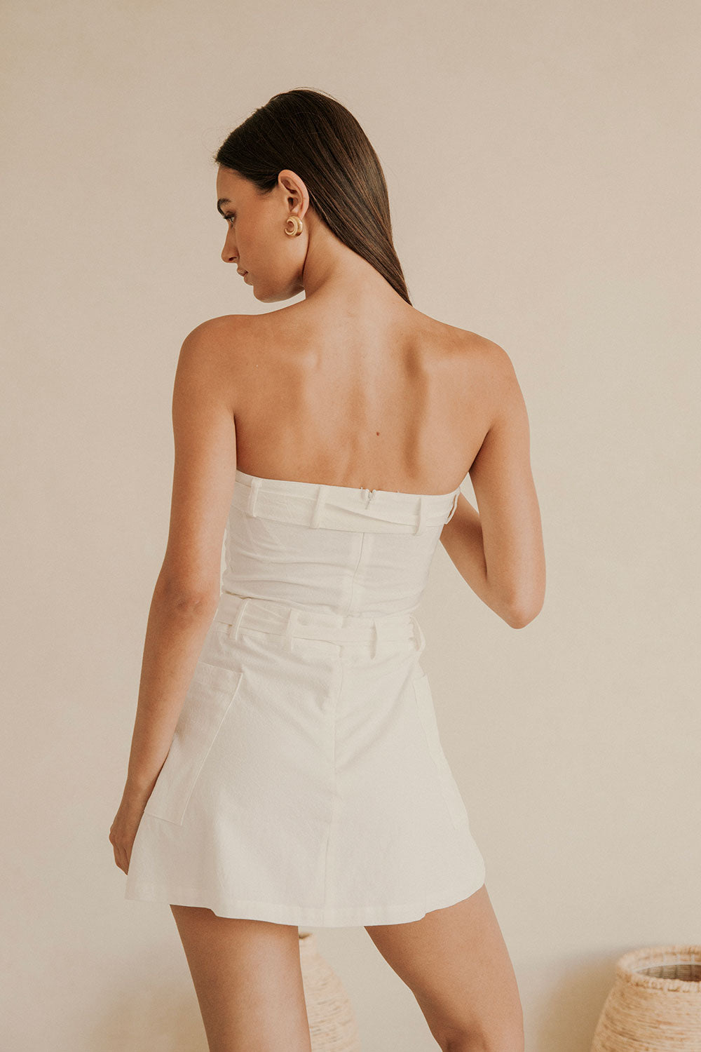 Tulia Tie Mini Dress - White