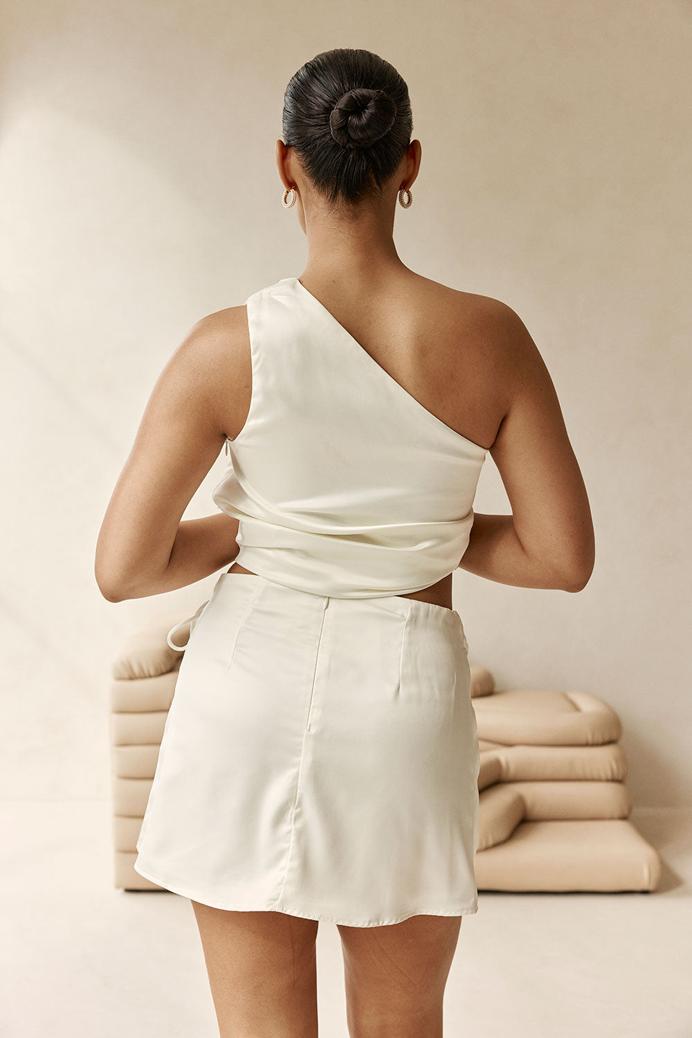 Off White Suiting Wrap Mini Dusk Skirt