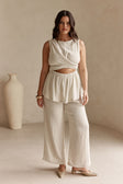Beige Cut Out Tie Maia Jumpsuit