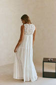 Bridal White Lace Pocket Maxi Amia Dress