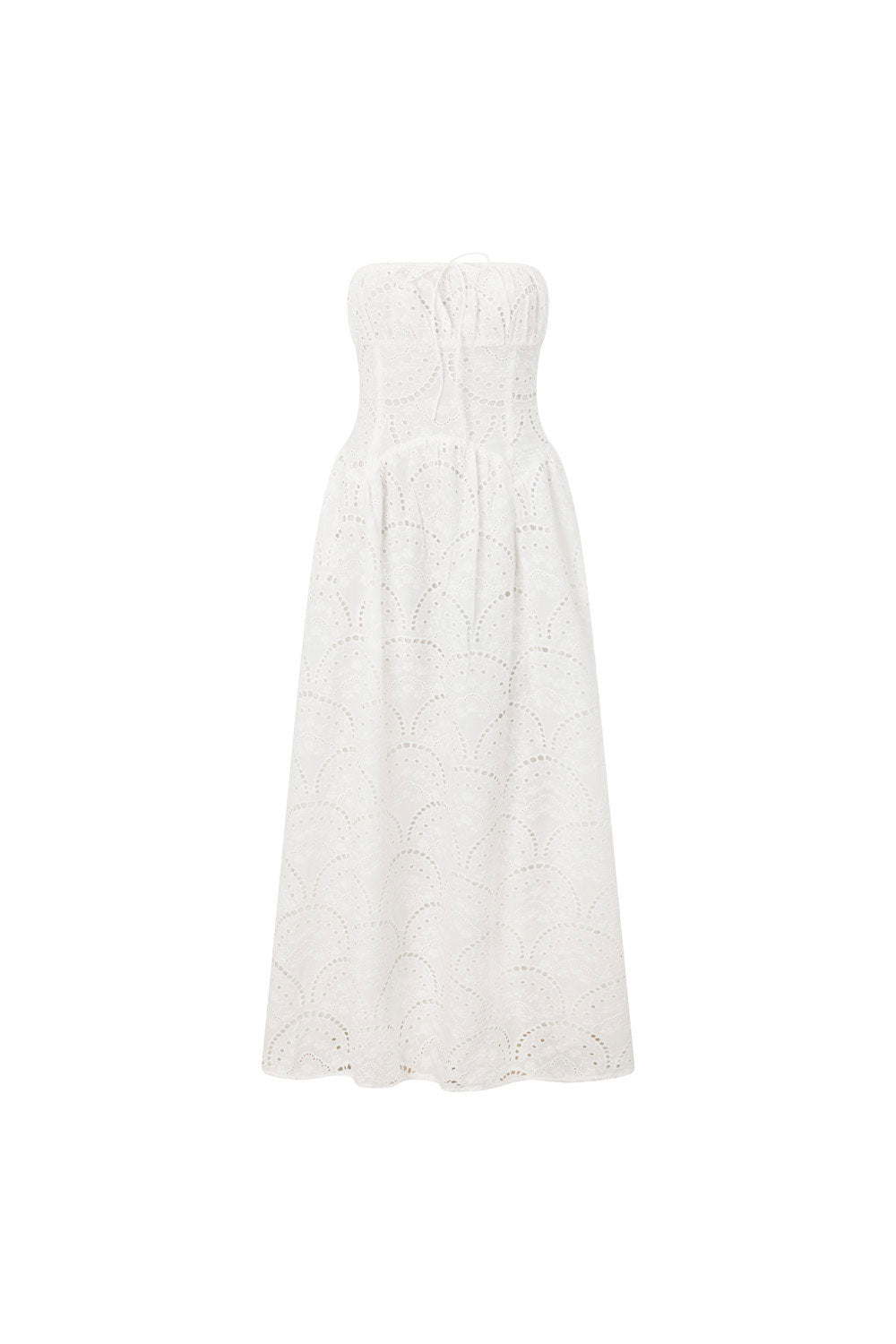 Bridal White Embroidered Strapless Maxi Zina Dress