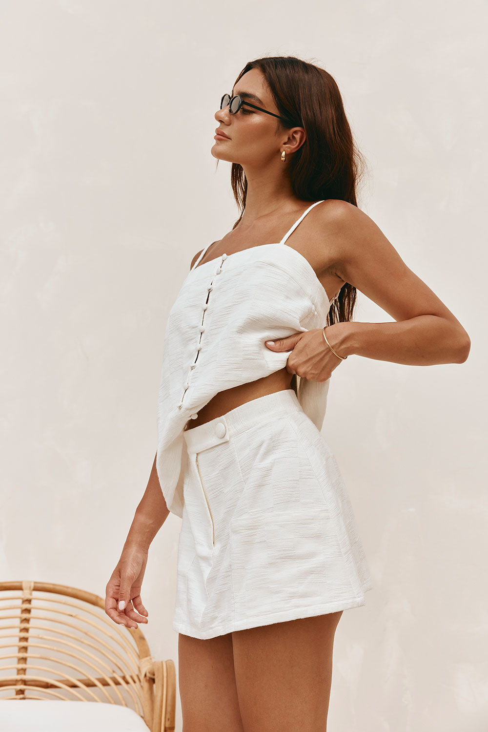 White Cotton Mini Pocket Aaliyah Skirt